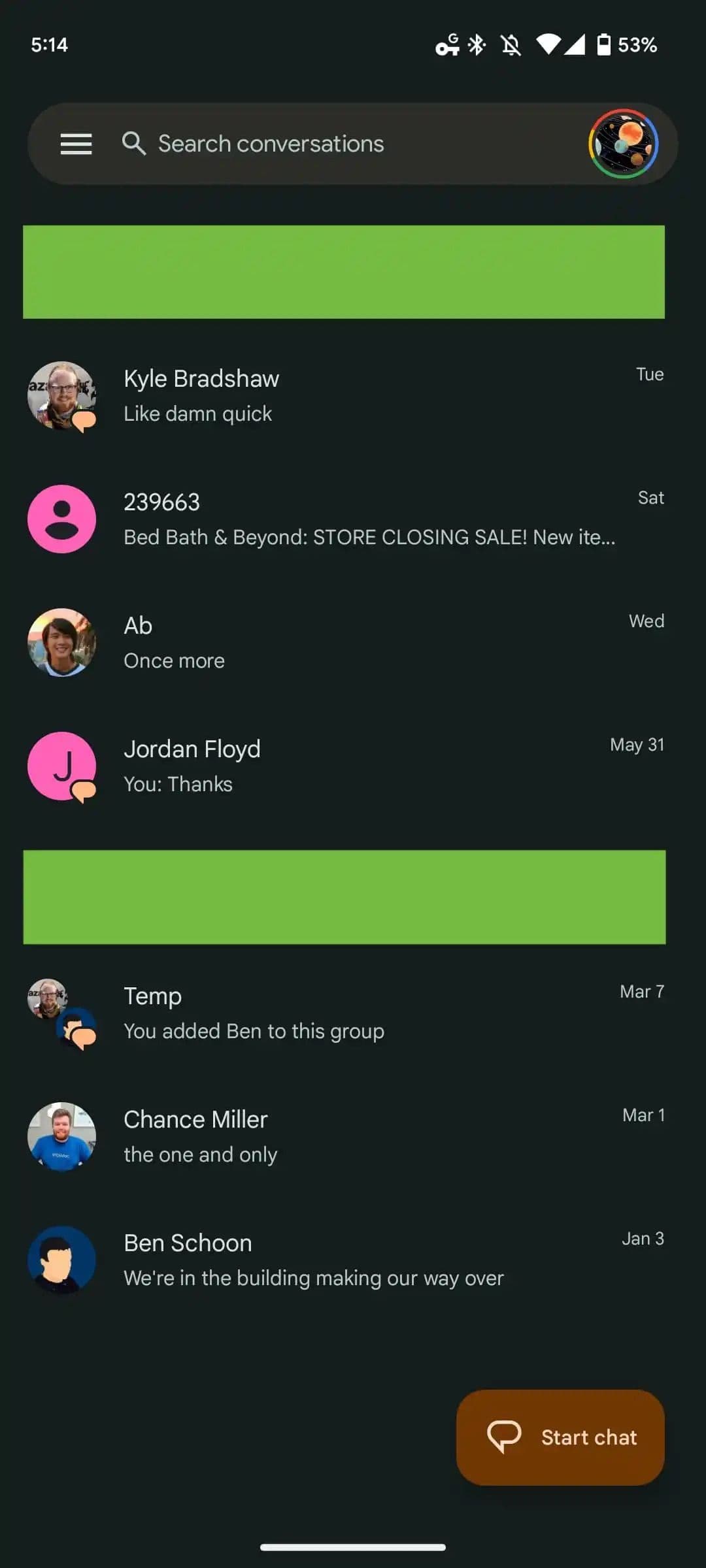 Σήμα RCS 95-2 του Google Messages