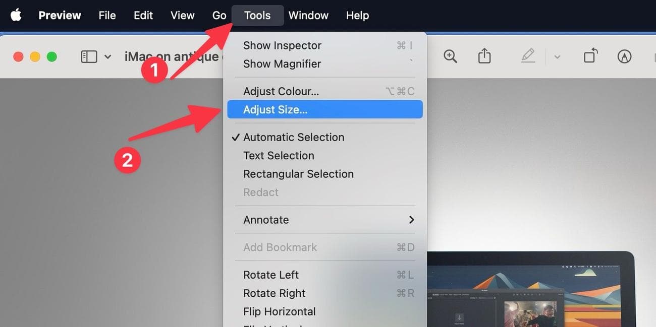 προσαρμόστε το μέγεθος της εικόνας σε mac