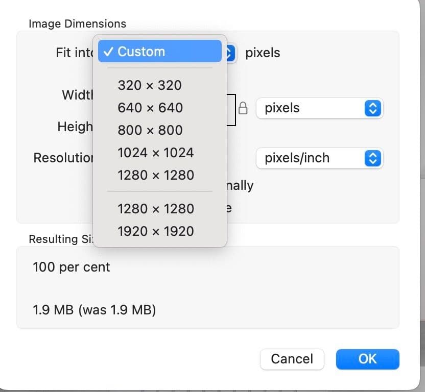 αλλαγή πλάτους εικόνας σε Mac