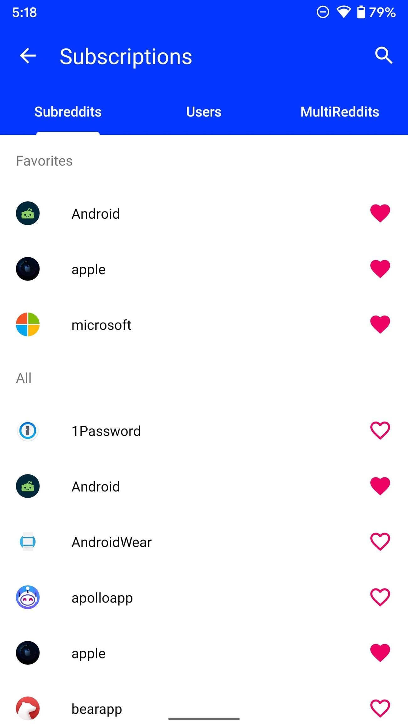 subreddits στο infinity reddit