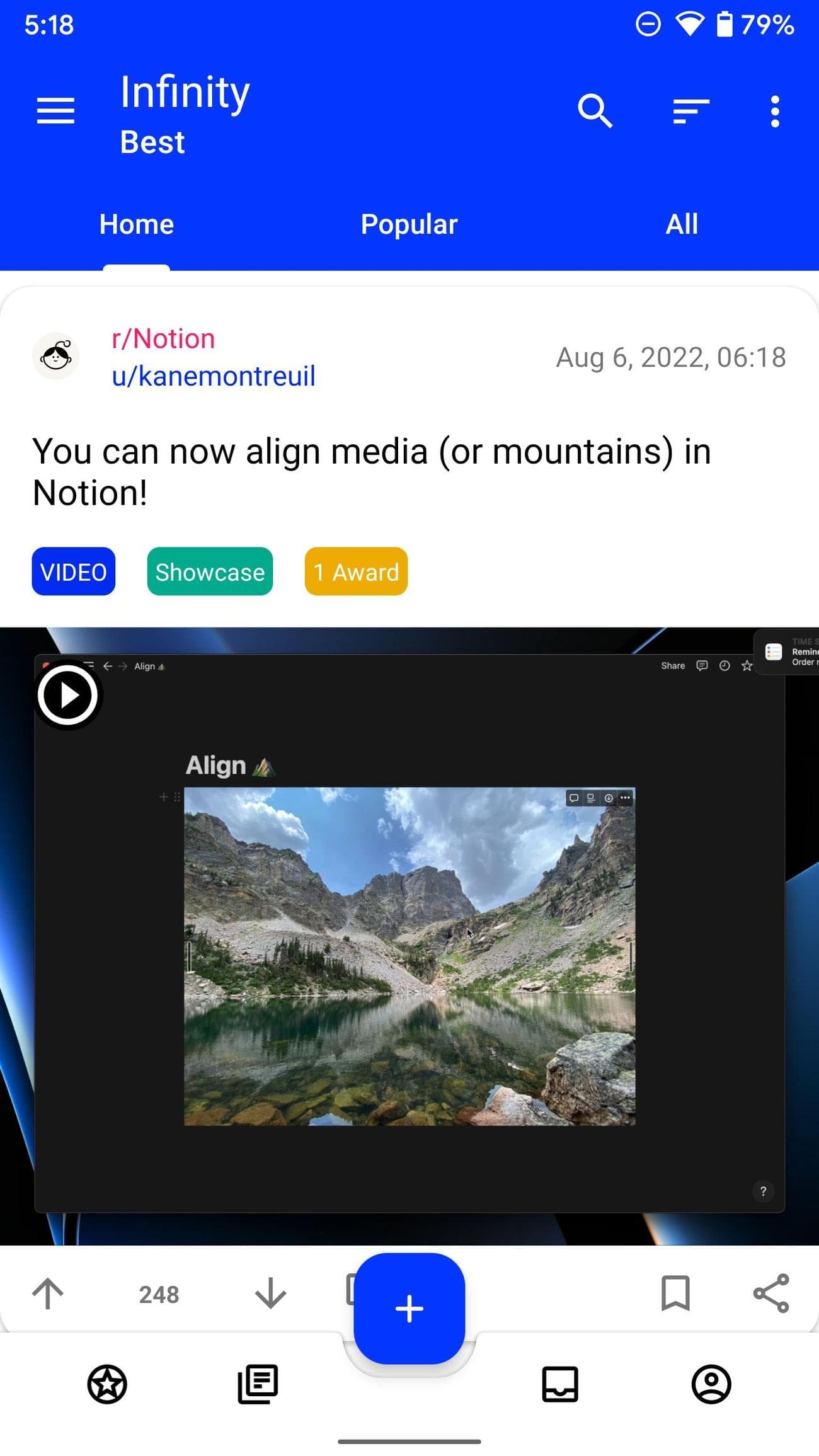 αρχική οθόνη infinity reddit