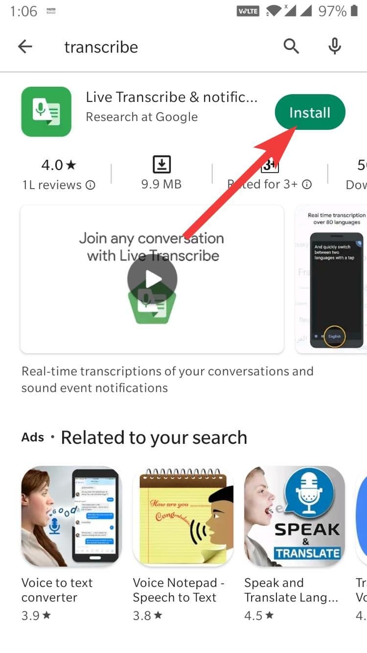 download Live Transcribe on Android