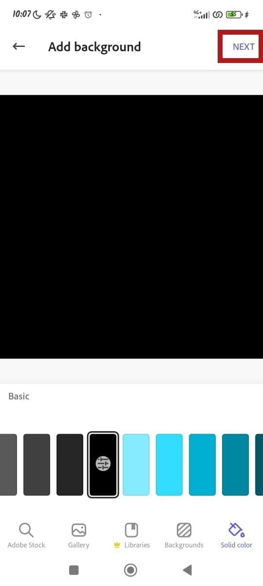 Επιλογή φόντου στο Adobe Express