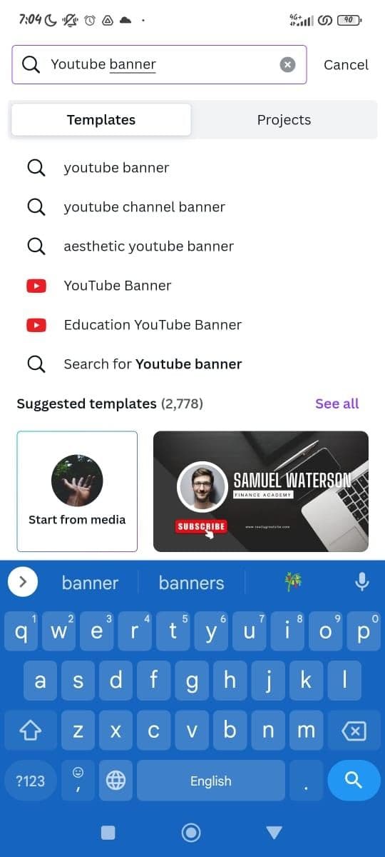 Σελίδα αναζήτησης Canva