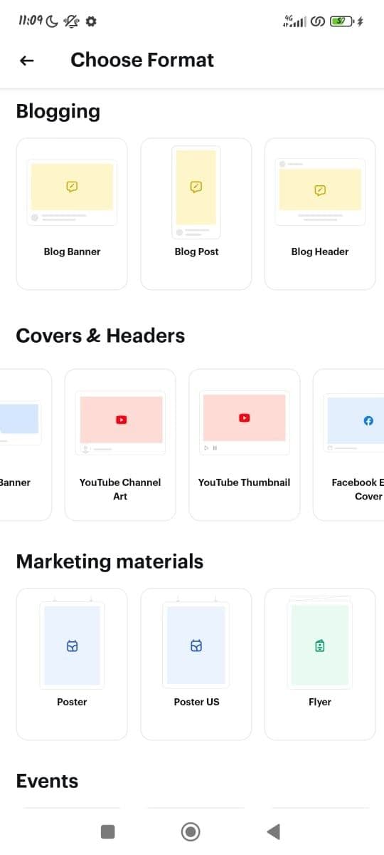 Επιλογή μορφής στο VistaCreate