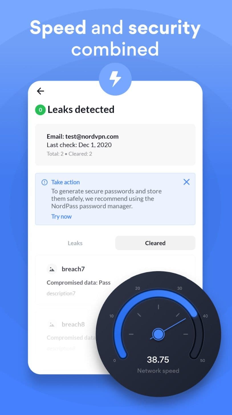 screen showing security risks on a blue background