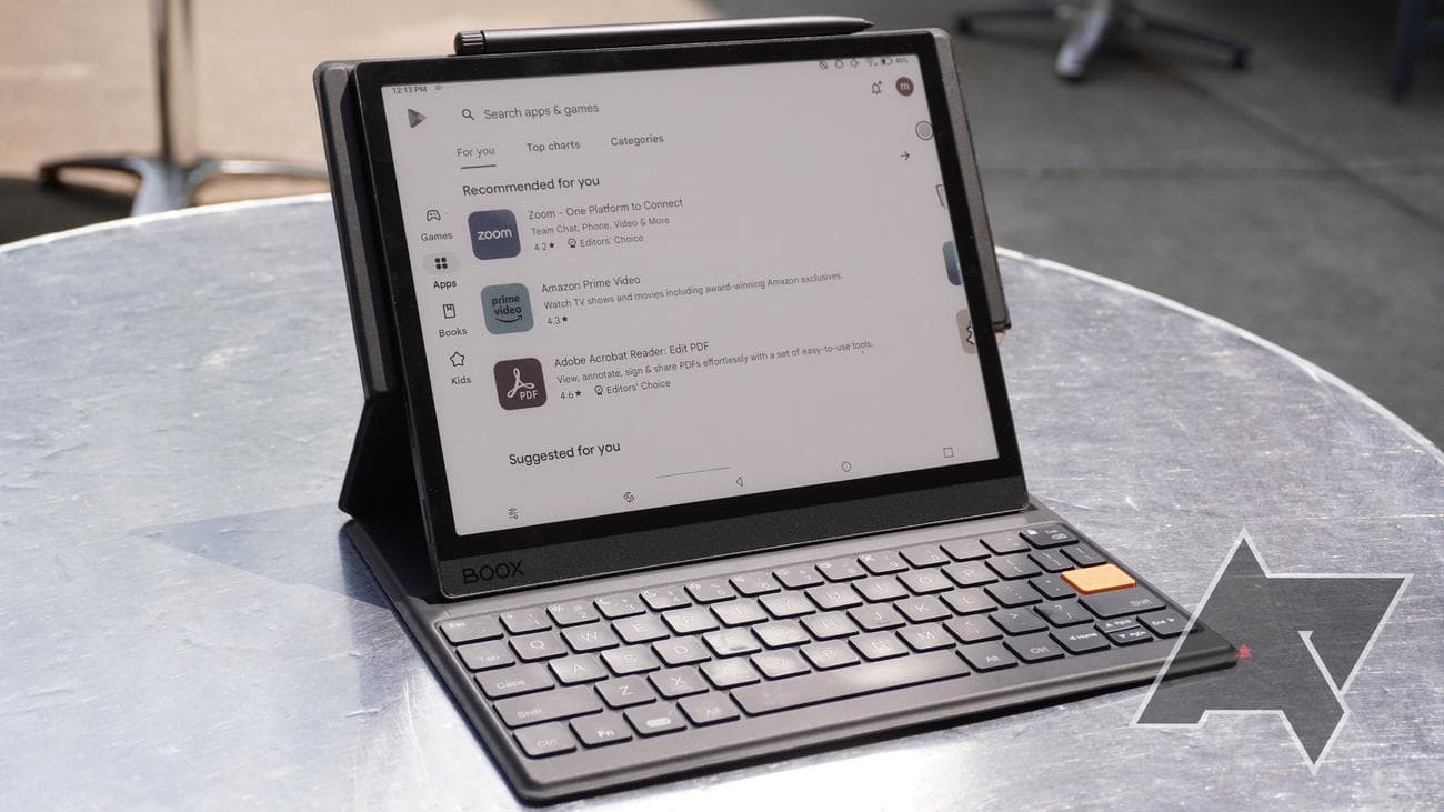 Onyx Boox Tab Ultra C E Ink tablet with Google Play app store open