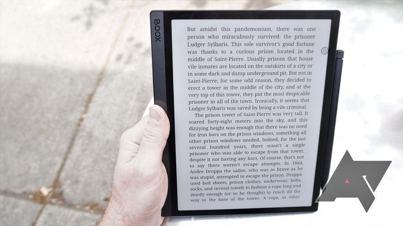 Onyx Boox Tab Ultra C displaying an e-book