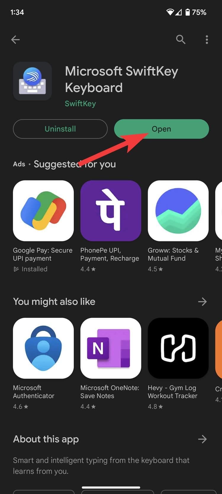 ανοίξτε το Switfykey στο Android