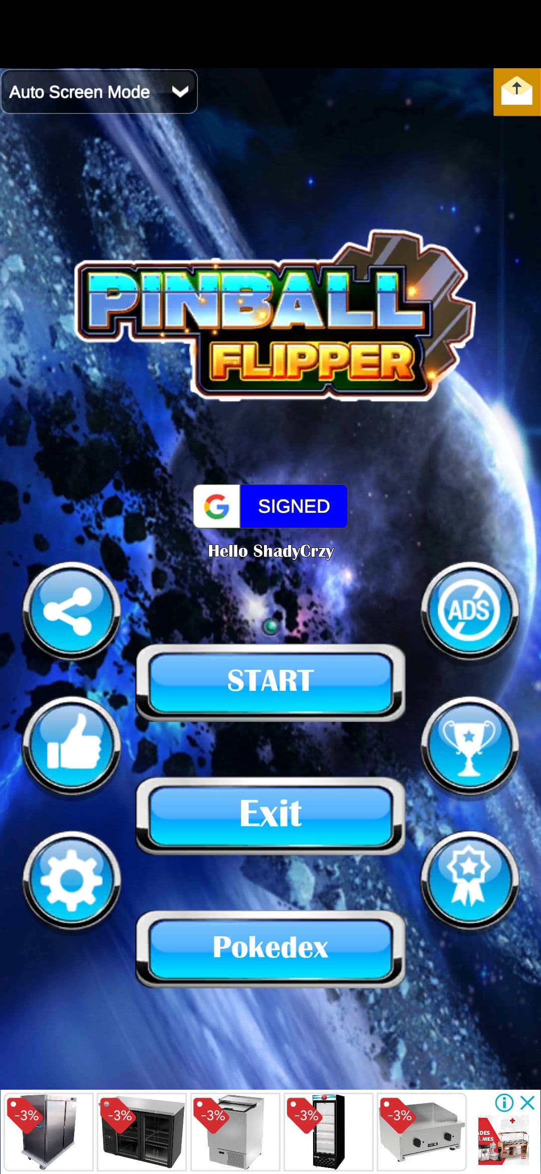 Αρχική οθόνη Pinball Flipper