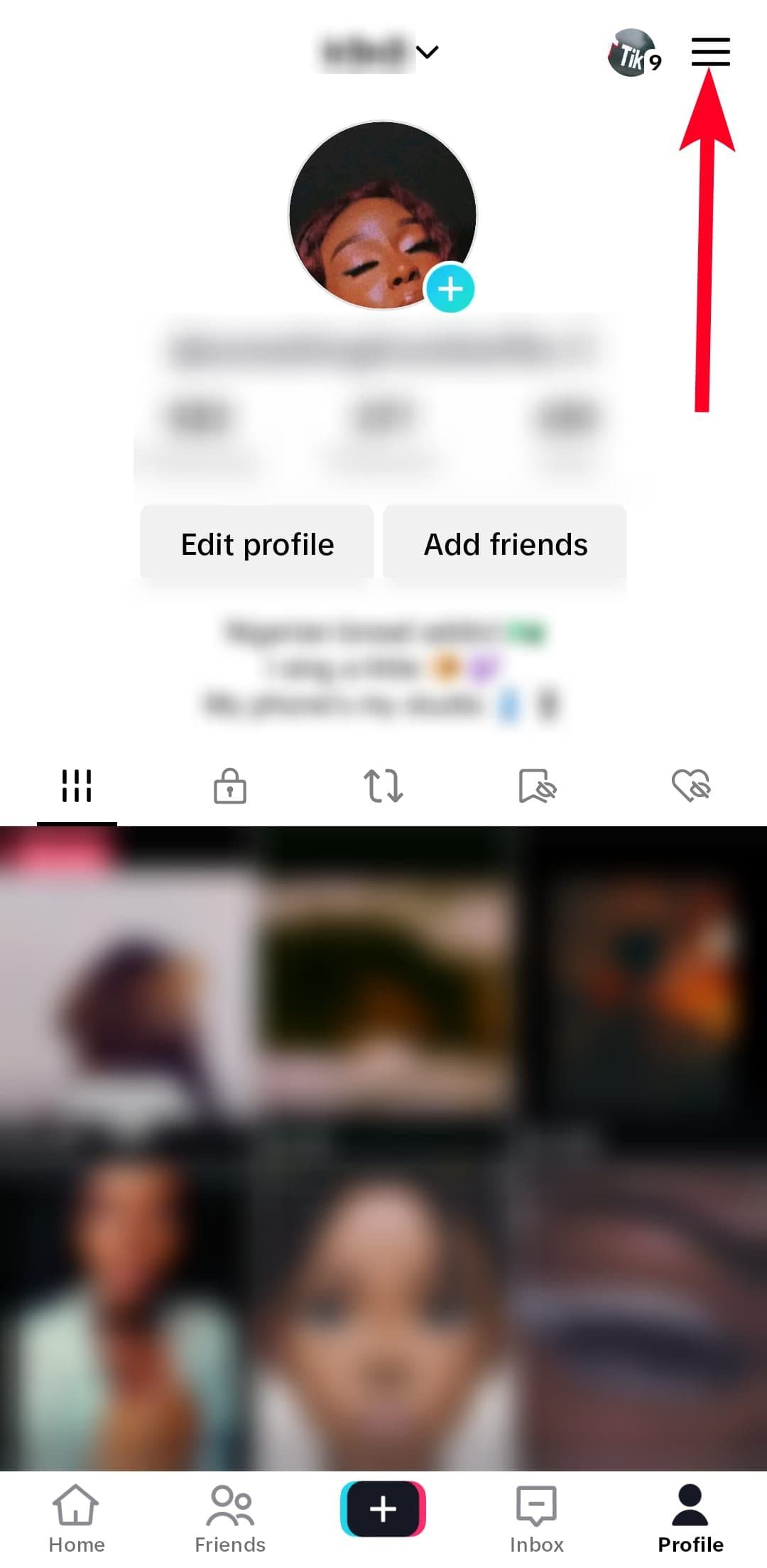 Profile on TikTok app