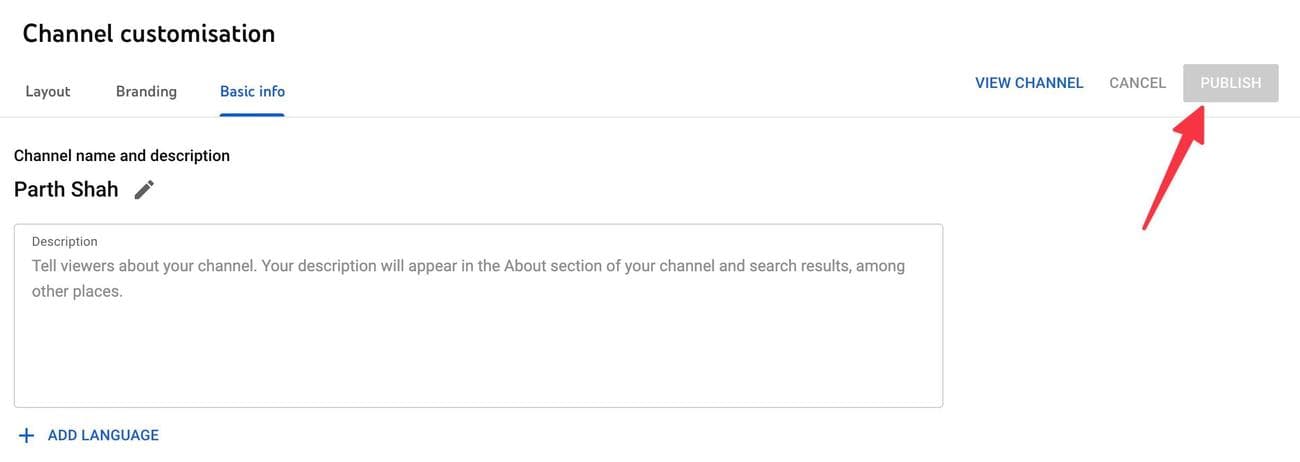 στιγμιότυπο οθόνης του καναλιού YouTube επιλογή δημοσίευσης βίντεο