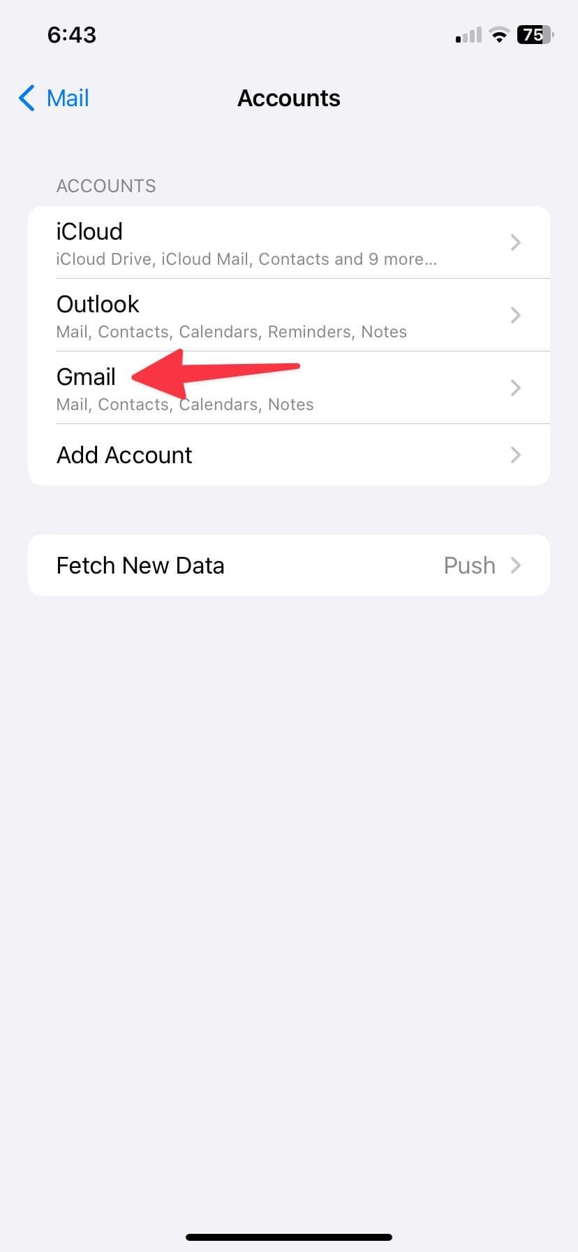 Επιλέξτε Gmail στο iPhone