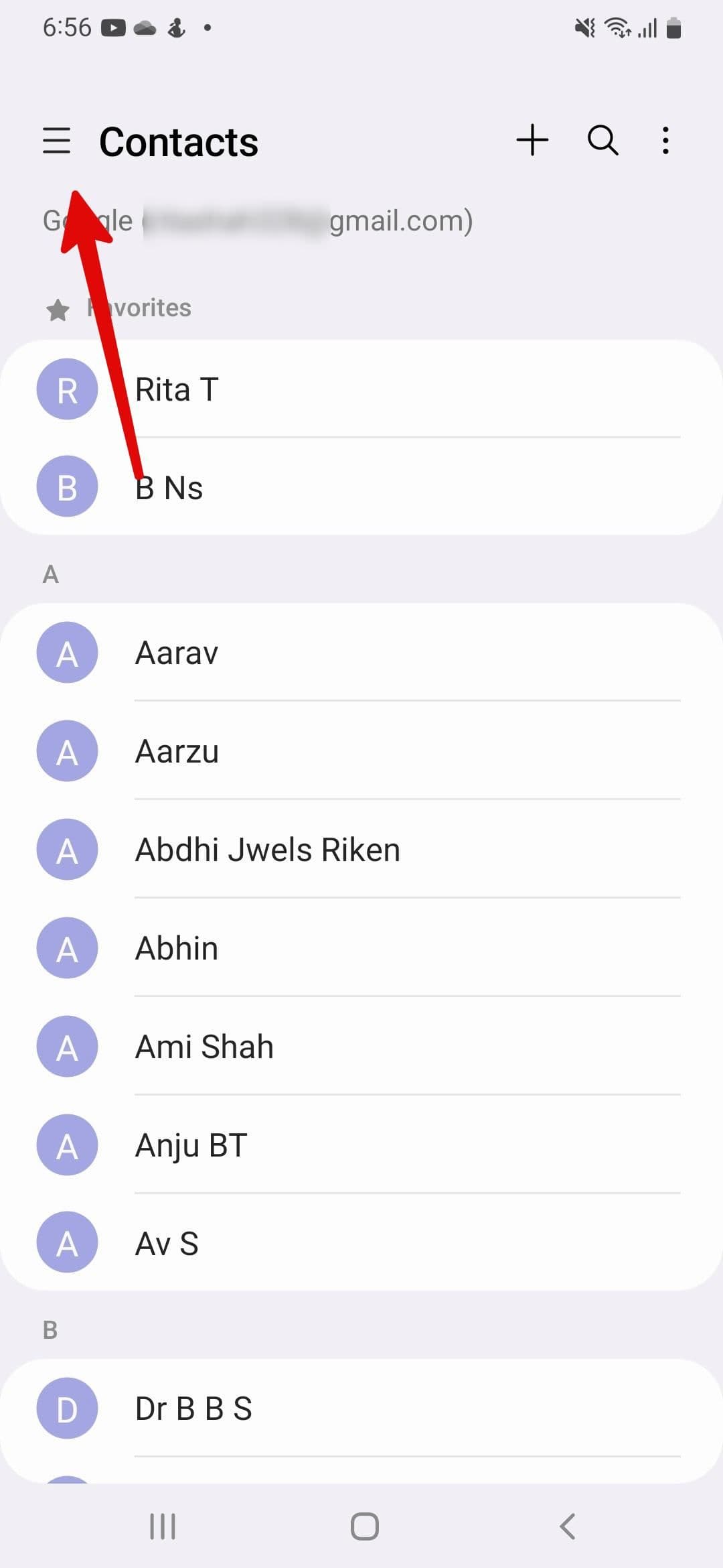 ανοίξτε την εφαρμογή επαφών samsung