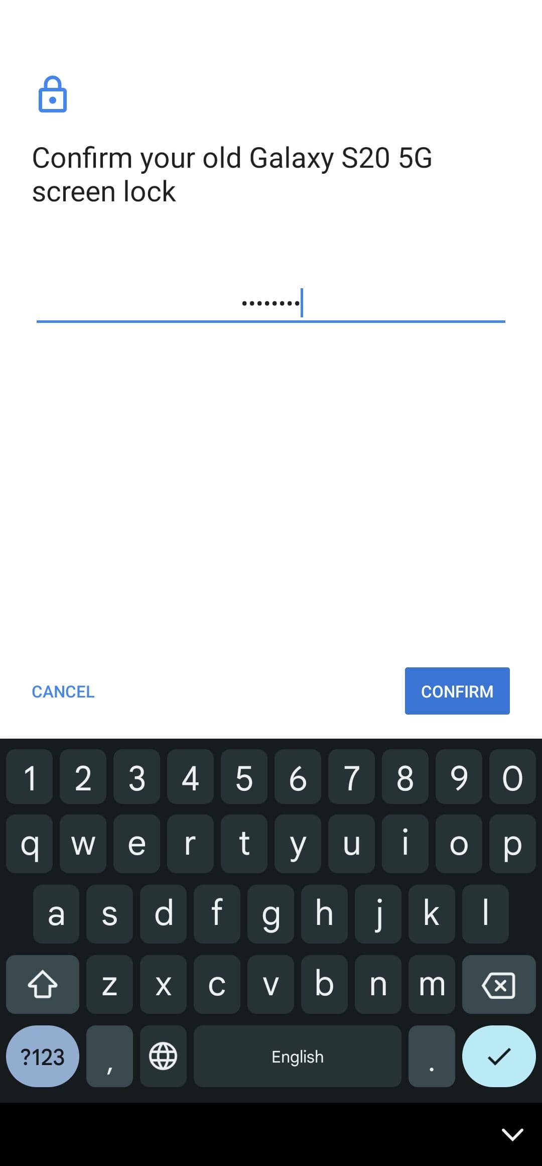 Εισαγάγετε τον κωδικό κλειδώματος της οθόνης σας
