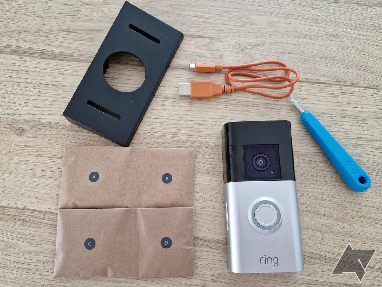 The Ring Battery Doorbell Plus and the box content