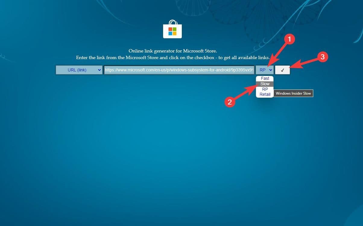 Ένα παράδειγμα του τρόπου λήψης της εφαρμογής Υποσύστημα Windows από την επίσημη δημιουργία συνδέσμων για το διακομιστή Microsoft Store