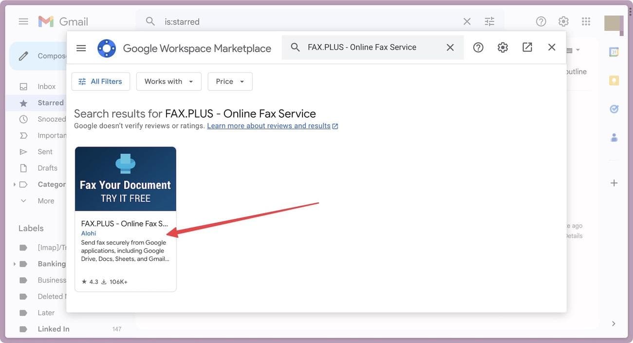 Υπηρεσία Fax.Plus στο Google Workspace Marketplace