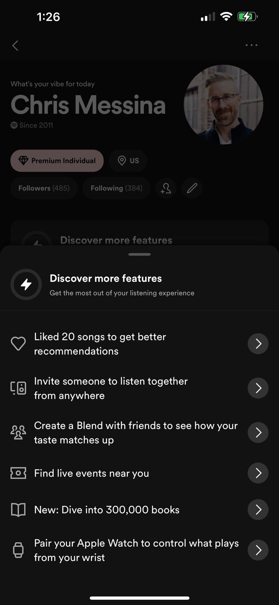 Αναβάθμιση προφίλ χρήστη Spotify