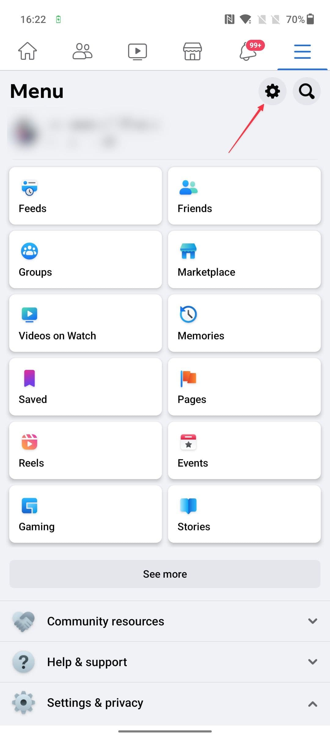 Στιγμιότυπο οθόνης εικονιδίου ρυθμίσεων μενού χάμπουργκερ