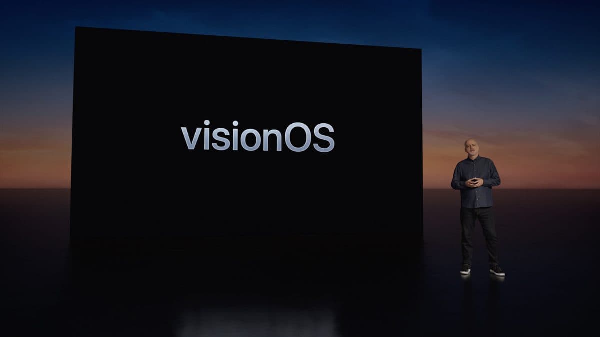 Οθόνη visionOS στην εκδήλωση WWDC 2023 της Apple