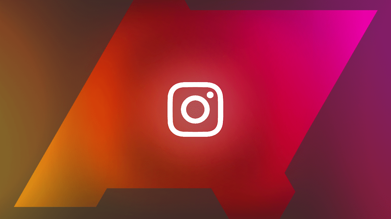 The Instagram logo on a red background. The logo is inside a silhouette of the Android Police logo.