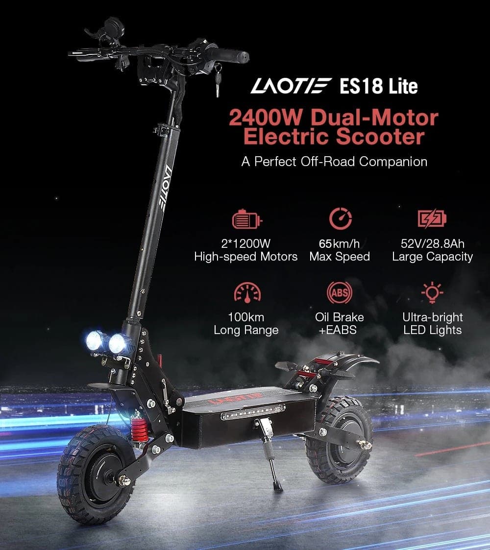 [#Ιστορικός_ΠΑΤΟΣ] LAOTIE ES18 Lite : Διπλό μοτέρ 2400W, αυτονομία 100km και τελική ταχύτητα 75km/h σε ένα "Need for speed" πατίνι!