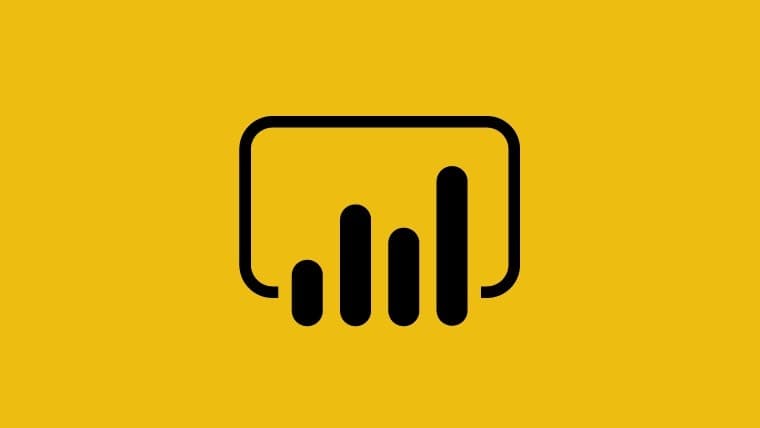 Power BI logo in the center yellow background