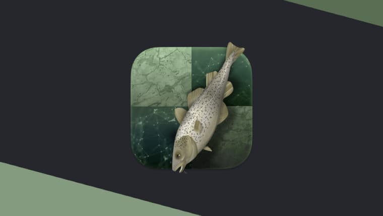 The Stockfish logo on a grey and green background