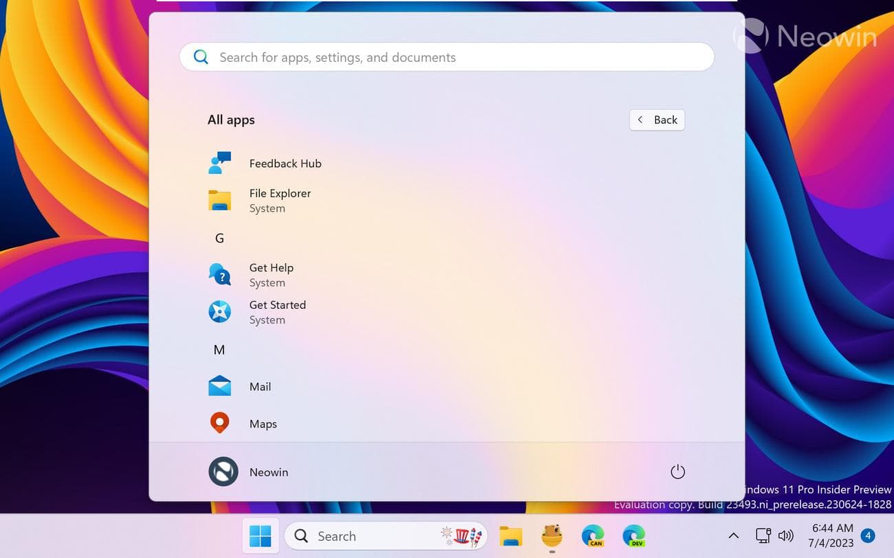 Ένα στιγμιότυπο οθόνης του μενού Έναρξη στα Windows 11