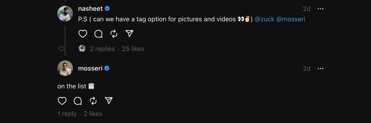 Προσθέστε ετικέτες σε άτομα σε φωτογραφίες και βίντεο στα Threads