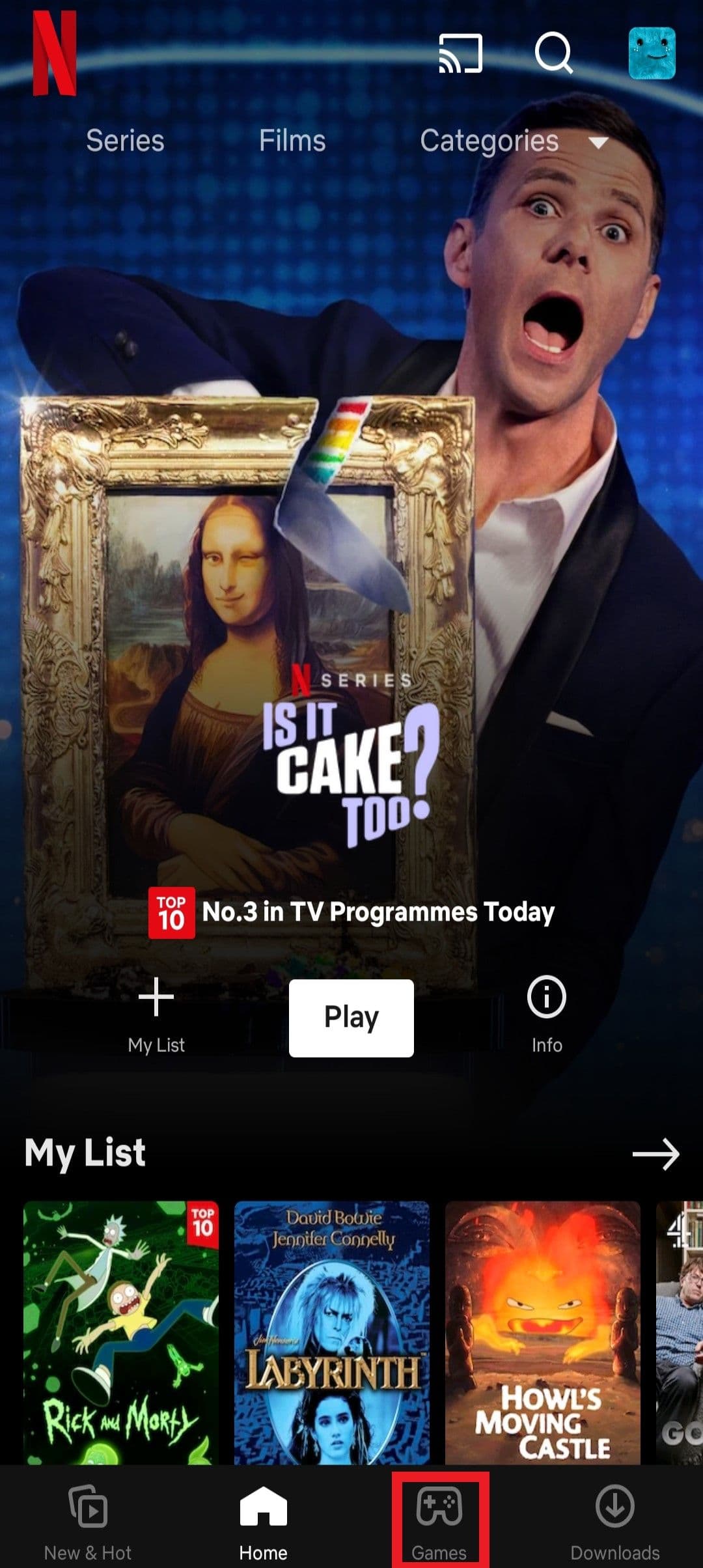 Ένα στιγμιότυπο οθόνης της εφαρμογής Netflix στο Android