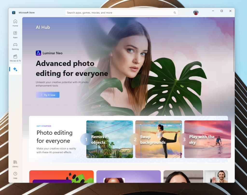 AI Hub στο Microsoft Store.