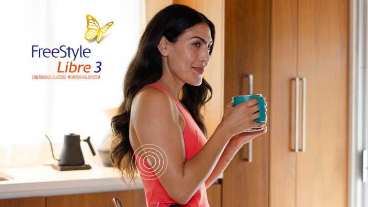 The FreeStyle Libre 3 on a womans arm
