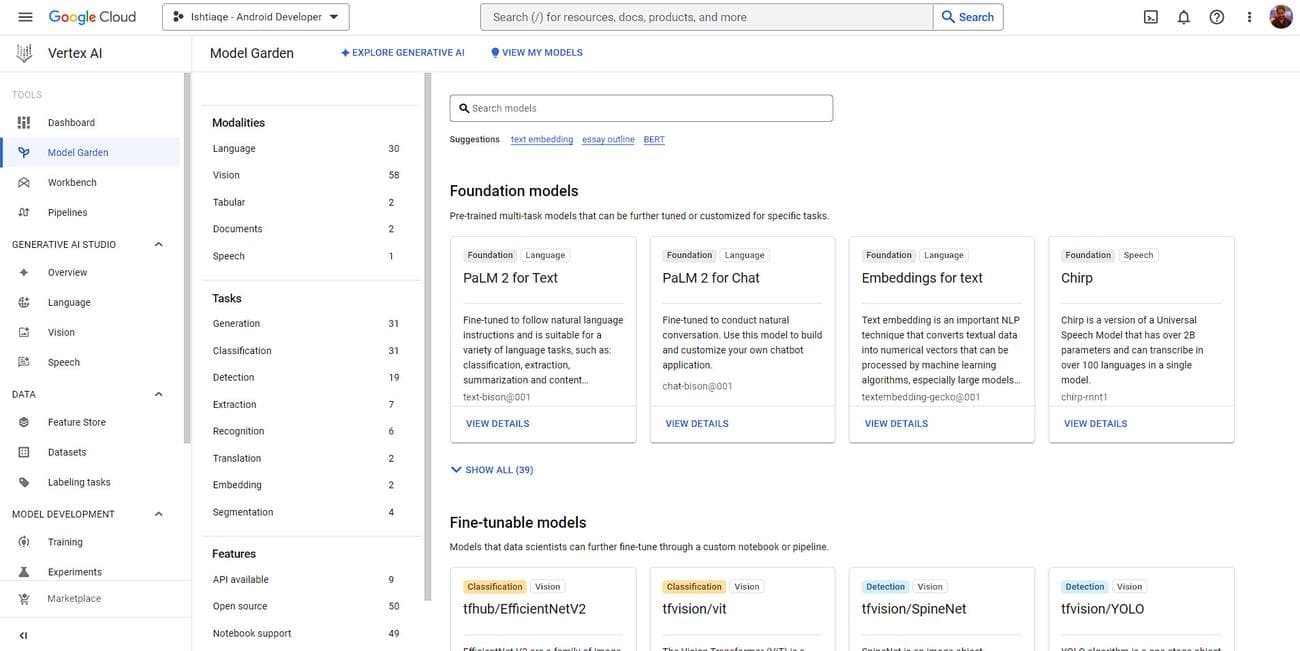 Model Garden στο Google Cloud
