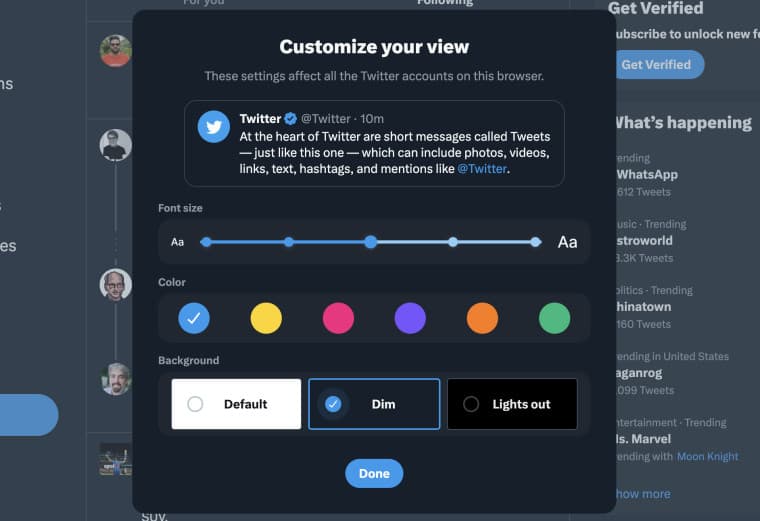 Επιλογές θέματος Twitter