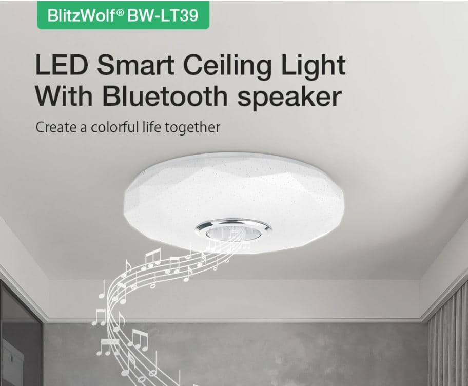 BlitzWolf BW-LT39 : Smart φωτιστικό οροφής, με Full RGB φωτισμό και Bluetooth ηχείο, με 27.8€ απο Τσεχία!