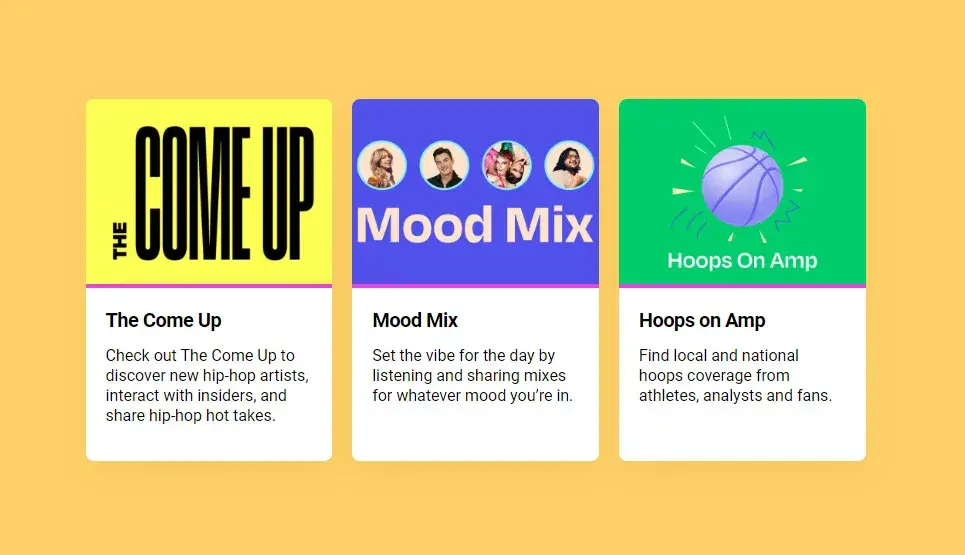 Ένα στιγμιότυπο οθόνης από τον ιστότοπο Amazon Amp με μερικά highlights.