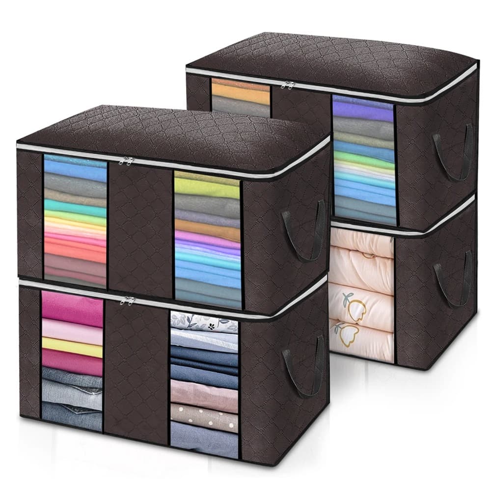 [#Ιστορικό_Χαμηλό] Τέσσερα υφασμάτινα δοχεία αποθήκευσης ρούχων της King do, 60 x 43 x 35 cm το καθένα με 15.6€!!