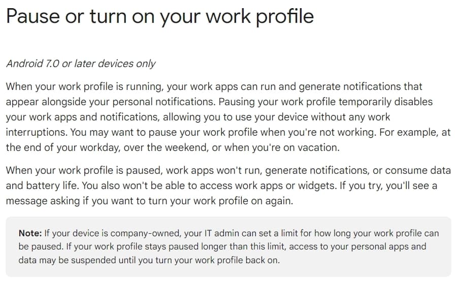 Προφίλ εργασίας Android