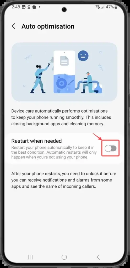 Ρύθμιση αυτόματης ενεργοποίησης" - Μια εικόνα που δείχνει τα βήματα για τη διαμόρφωση της λειτουργίας αυτόματης ενεργοποίησης σε ένα τηλέφωνο Samsung
