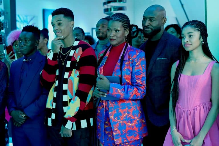 Olly Sholotan as Carlton, Jabari Banks as Will, Cassandra Freeman as Vivian, Adrian Holmes as Philip, Akira Akbar as Ashley in BEL-AIR.