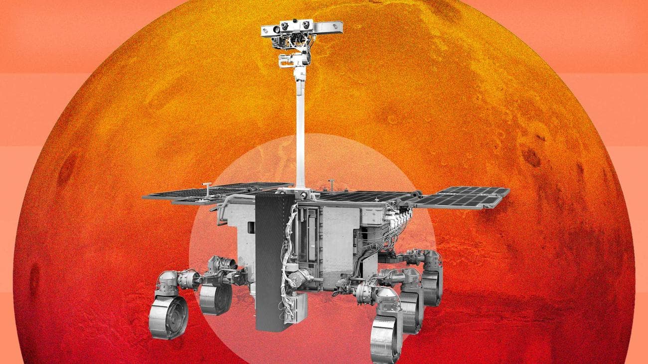 rosalind franklin rover on mars background