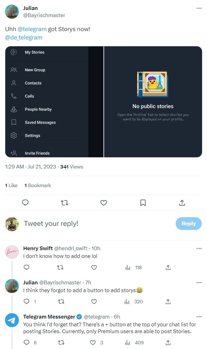 Ιστορίες Telegram