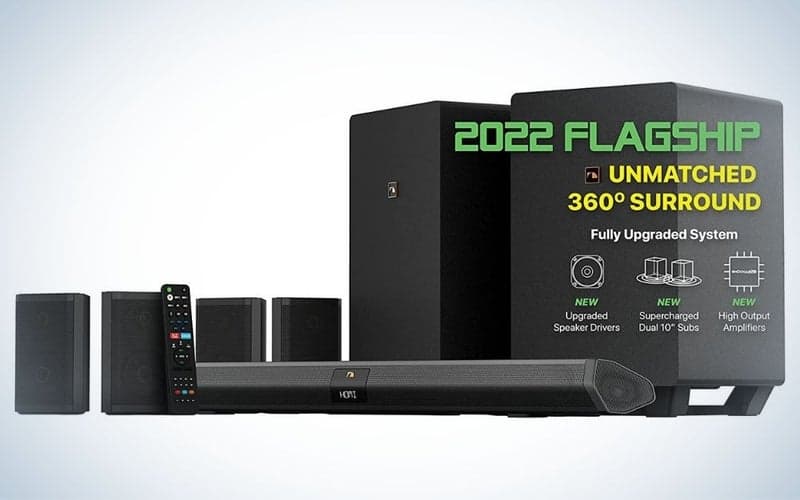 Nakamichi Shockwafe Ultra 9.2.4 eARC SSE Max is the best best wireless surround sound system overall.