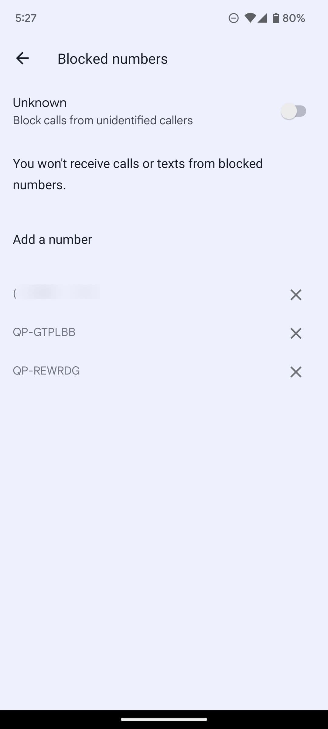 Αποκλεισμένοι αριθμοί στο τηλέφωνο