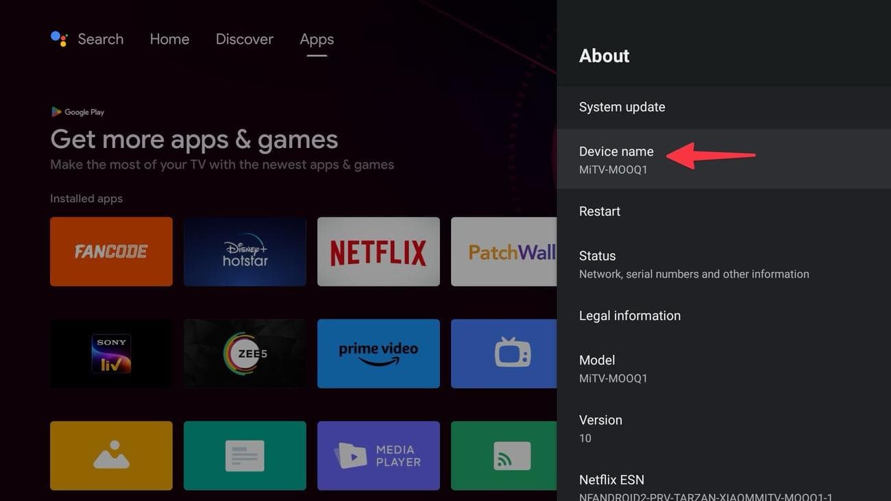 Επιλέξτε όνομα συσκευής στο Android TV