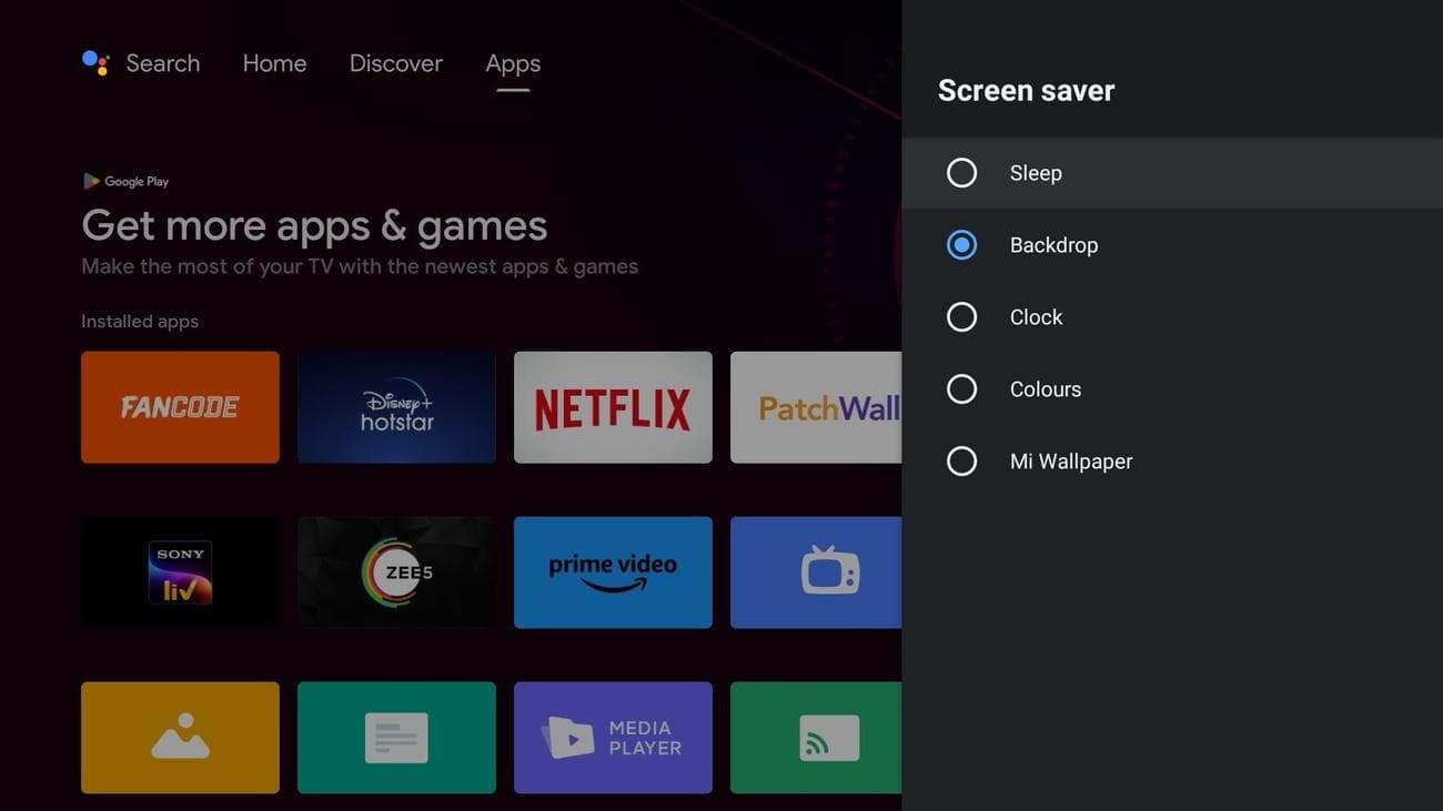 Επιλογές προφύλαξης οθόνης στο Android TV