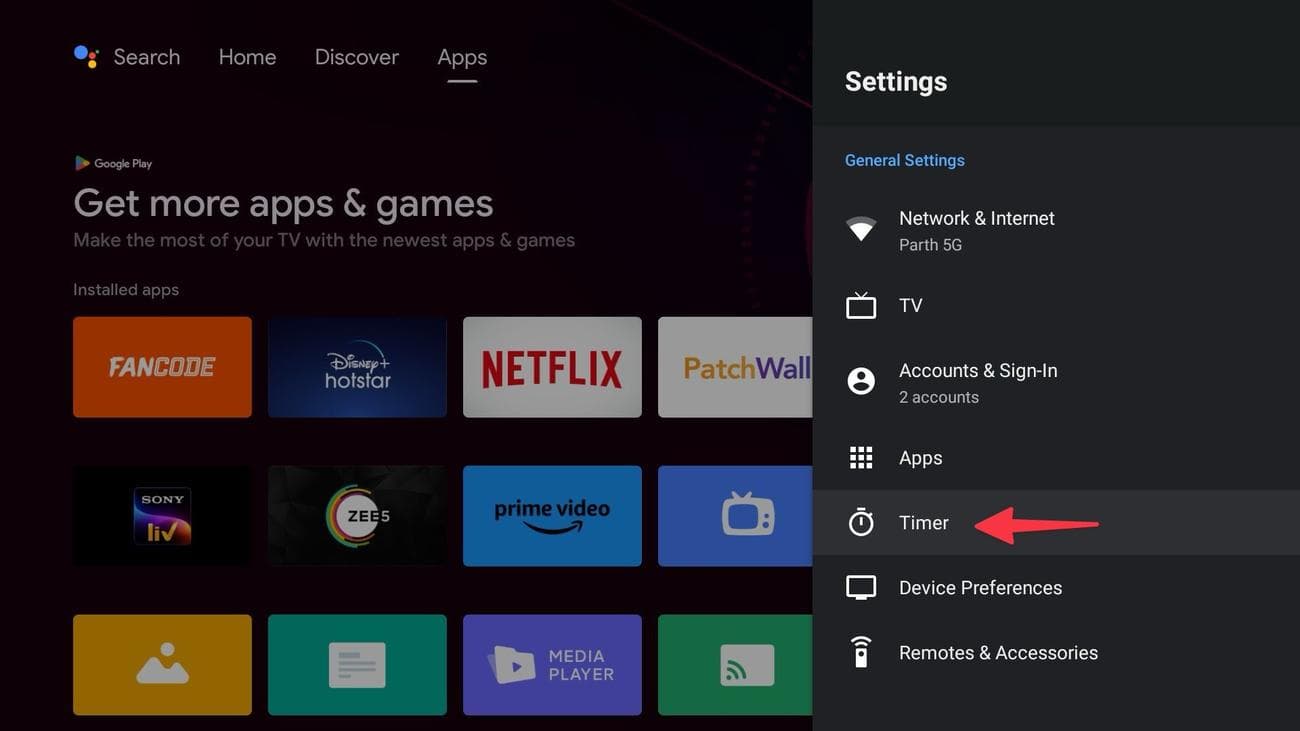 Χρονοδιακόπτης στο Android TV