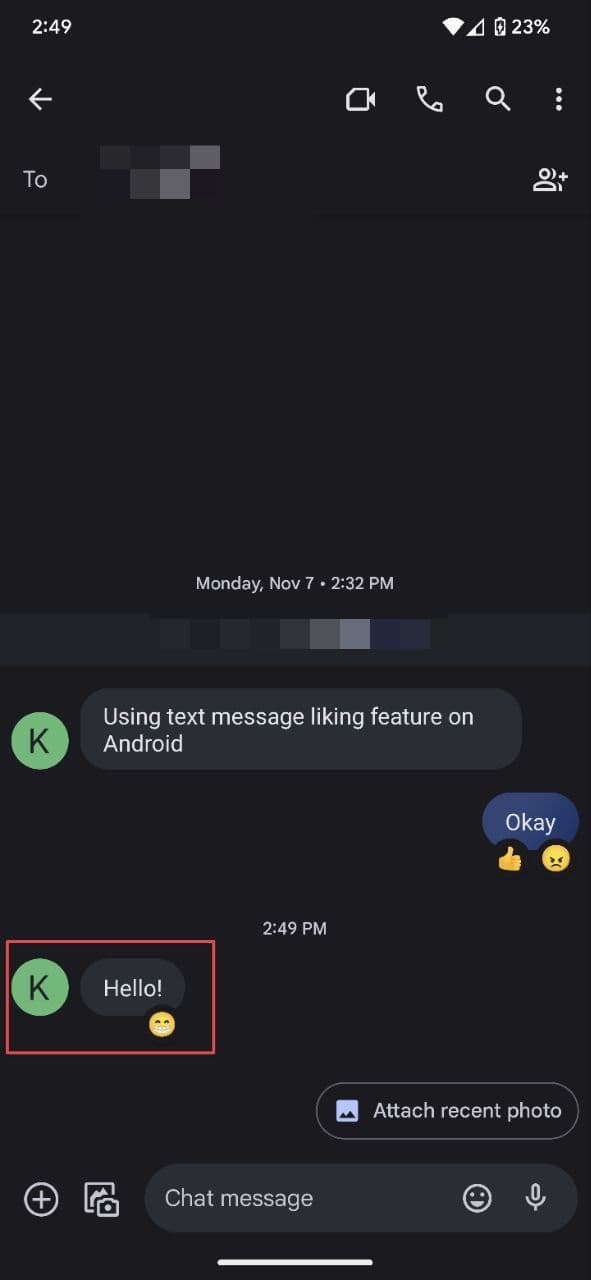 Η αντίδραση emoji άλλαξε στιγμιότυπο οθόνης